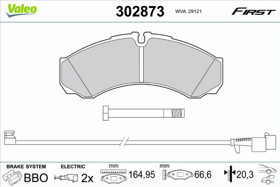 Valeo 302873 - Bremžu uzliku kompl., Disku bremzes www.autospares.lv