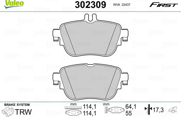 Valeo 302309 - Bremžu uzliku kompl., Disku bremzes www.autospares.lv