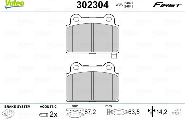 Valeo 302304 - Bremžu uzliku kompl., Disku bremzes www.autospares.lv