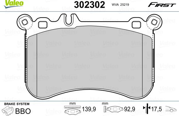 Valeo 302302 - Bremžu uzliku kompl., Disku bremzes www.autospares.lv