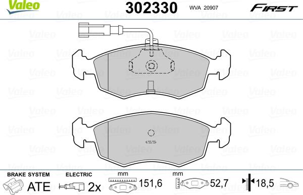 Valeo 302330 - Тормозные колодки, дисковые, комплект www.autospares.lv