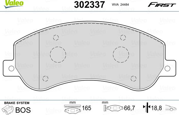 Valeo 302337 - Bremžu uzliku kompl., Disku bremzes www.autospares.lv