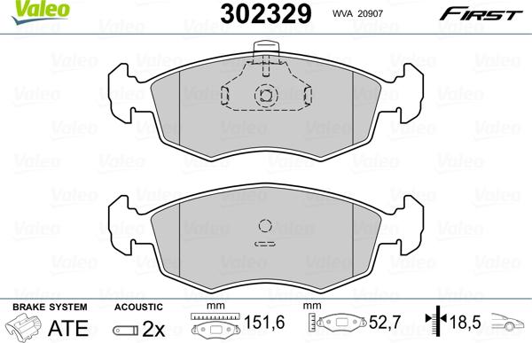 Valeo 302329 - Тормозные колодки, дисковые, комплект www.autospares.lv