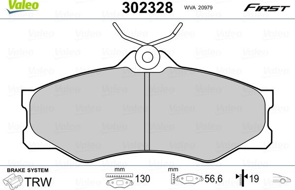 Valeo 302328 - Bremžu uzliku kompl., Disku bremzes www.autospares.lv