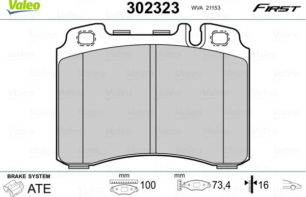 Valeo 302323 - Bremžu uzliku kompl., Disku bremzes autospares.lv