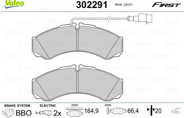 Valeo 302291 - Тормозные колодки, дисковые, комплект www.autospares.lv