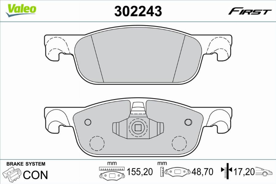 Valeo 302243 - Bremžu uzliku kompl., Disku bremzes www.autospares.lv