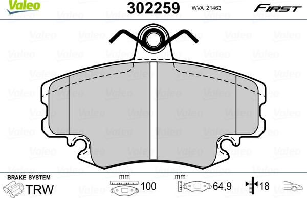 Valeo 302259 - Bremžu uzliku kompl., Disku bremzes autospares.lv