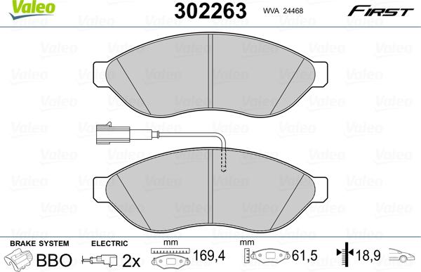 Valeo 302263 - Bremžu uzliku kompl., Disku bremzes autospares.lv