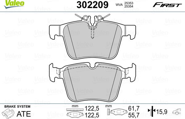 Valeo 302209 - Brake Pad Set, disc brake www.autospares.lv