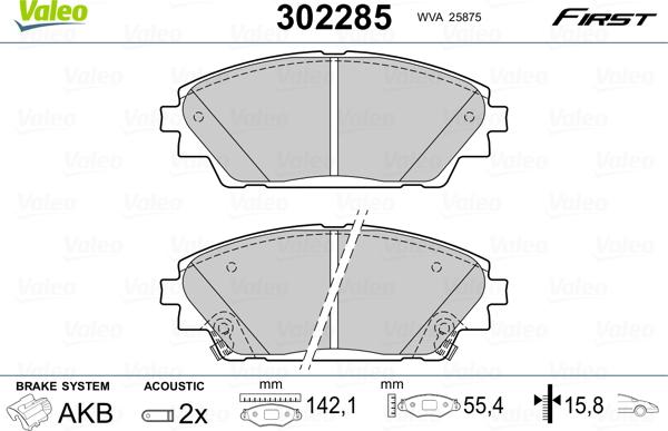 Valeo 302285 - Bremžu uzliku kompl., Disku bremzes autospares.lv