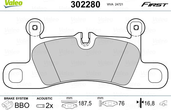 Valeo 302280 - Bremžu uzliku kompl., Disku bremzes www.autospares.lv