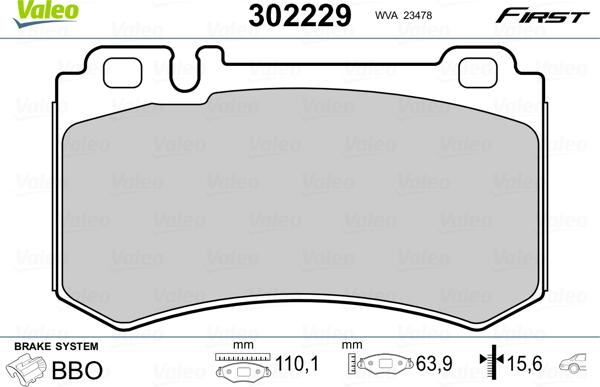 Valeo 302229 - Bremžu uzliku kompl., Disku bremzes www.autospares.lv