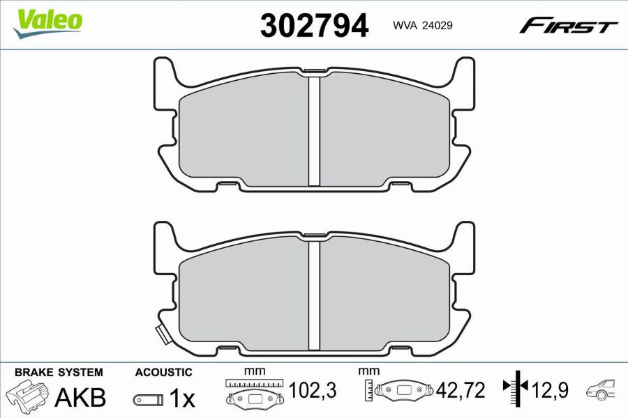 Valeo 302794 - Bremžu uzliku kompl., Disku bremzes www.autospares.lv