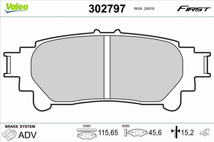 Valeo 302797 - Bremžu uzliku kompl., Disku bremzes www.autospares.lv