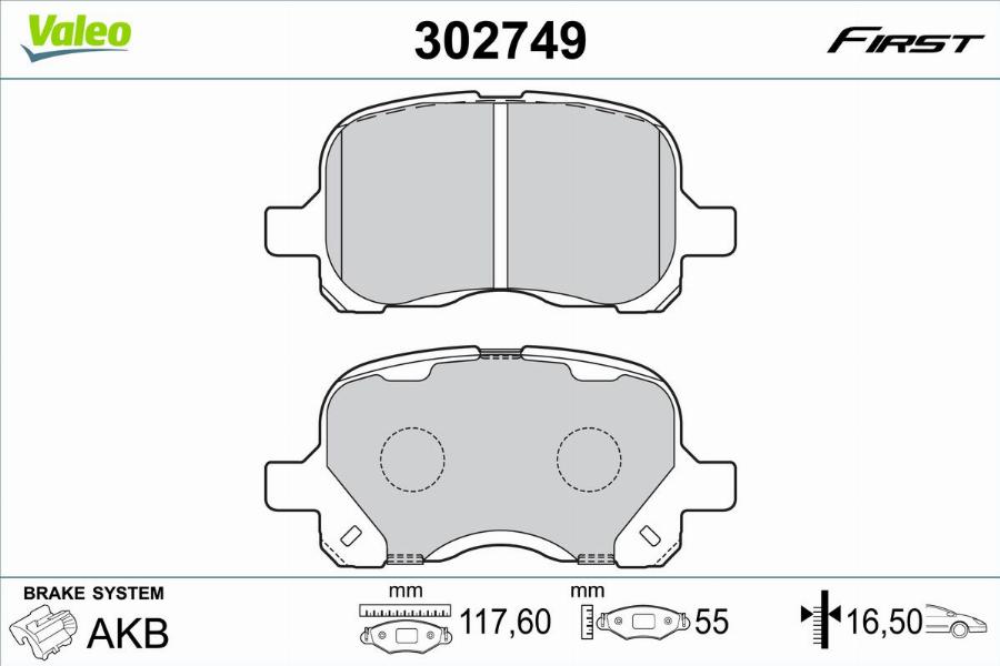 Valeo 302749 - Bremžu uzliku kompl., Disku bremzes www.autospares.lv