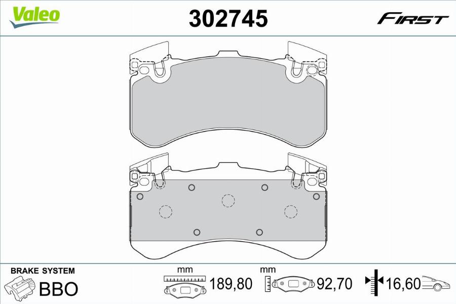 Valeo 302745 - Bremžu uzliku kompl., Disku bremzes www.autospares.lv