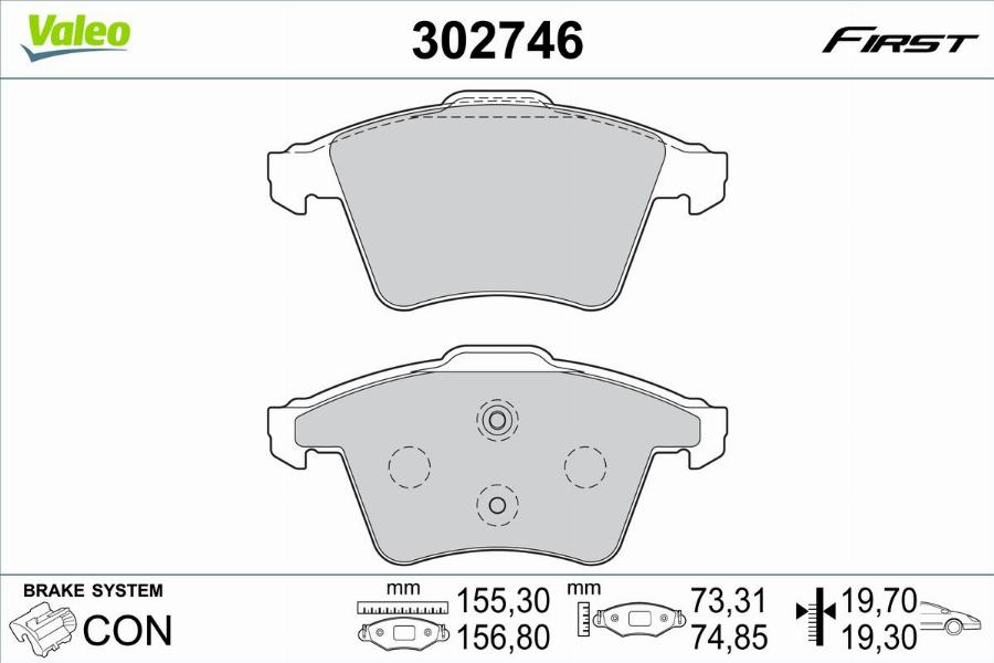 Valeo 302746 - Bremžu uzliku kompl., Disku bremzes www.autospares.lv