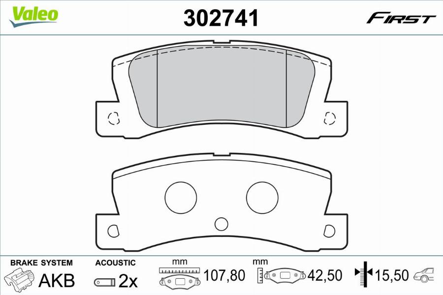 Valeo 302741 - Bremžu uzliku kompl., Disku bremzes www.autospares.lv