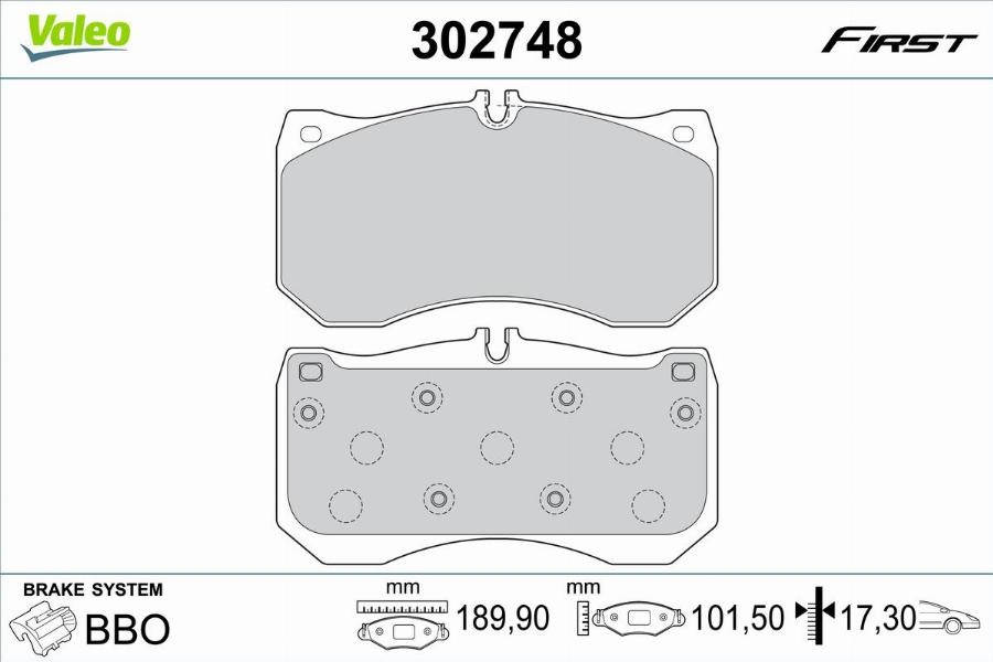 Valeo 302748 - Bremžu uzliku kompl., Disku bremzes www.autospares.lv