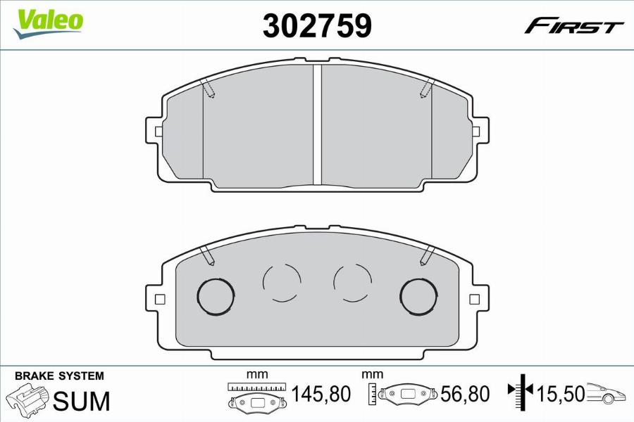 Valeo 302759 - Bremžu uzliku kompl., Disku bremzes www.autospares.lv