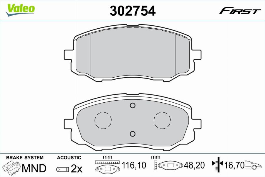 Valeo 302754 - Bremžu uzliku kompl., Disku bremzes www.autospares.lv