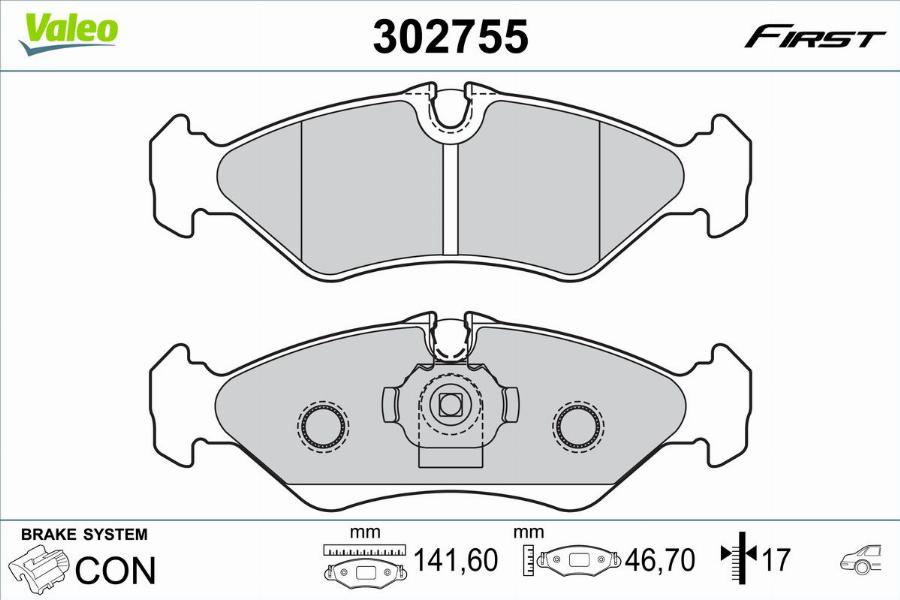 Valeo 302755 - Bremžu uzliku kompl., Disku bremzes www.autospares.lv