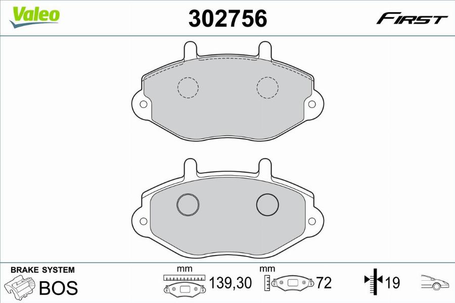 Valeo 302756 - Bremžu uzliku kompl., Disku bremzes www.autospares.lv