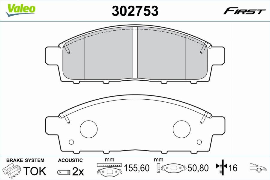 Valeo 302753 - Bremžu uzliku kompl., Disku bremzes www.autospares.lv