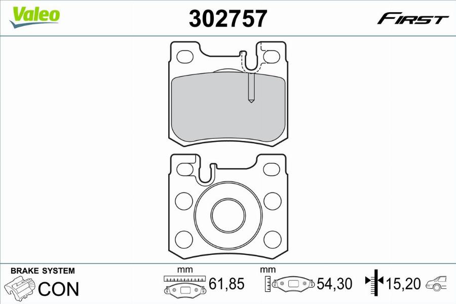 Valeo 302757 - Bremžu uzliku kompl., Disku bremzes www.autospares.lv