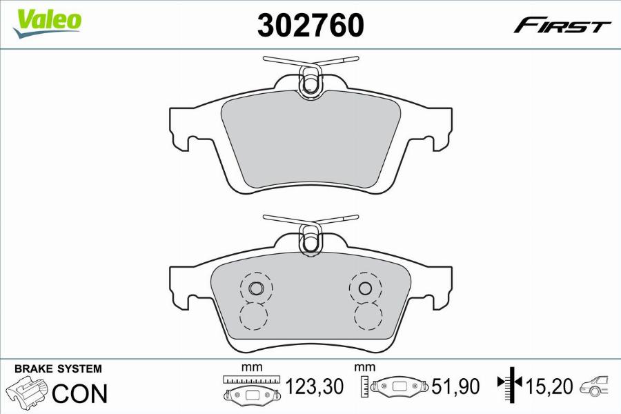 Valeo 302760 - Bremžu uzliku kompl., Disku bremzes www.autospares.lv