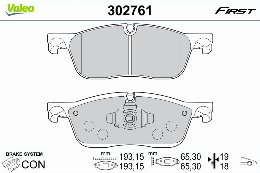 Valeo 302761 - Bremžu uzliku kompl., Disku bremzes www.autospares.lv