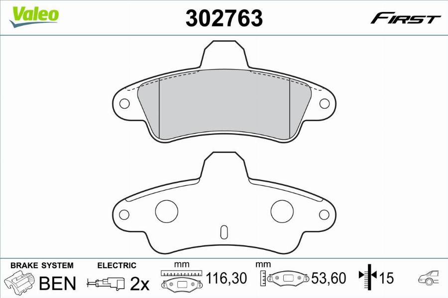 Valeo 302763 - Bremžu uzliku kompl., Disku bremzes www.autospares.lv