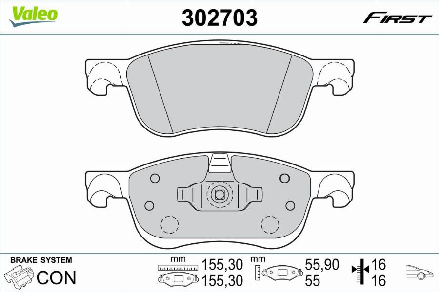 Valeo 302703 - Bremžu uzliku kompl., Disku bremzes www.autospares.lv