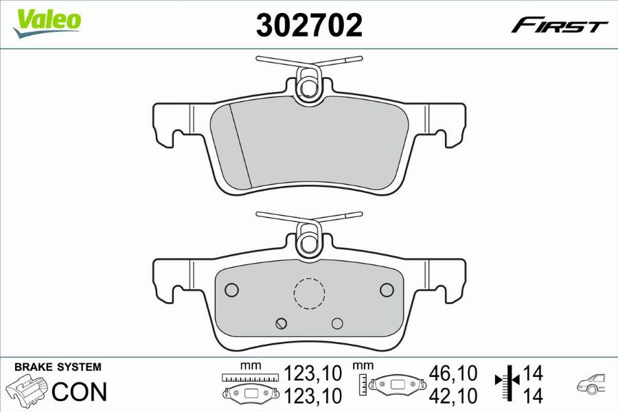 Valeo 302702 - Bremžu uzliku kompl., Disku bremzes www.autospares.lv