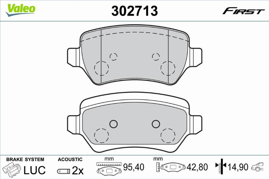 Valeo 302713 - Bremžu uzliku kompl., Disku bremzes www.autospares.lv