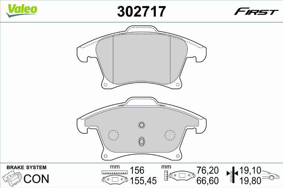 Valeo 302717 - Bremžu uzliku kompl., Disku bremzes www.autospares.lv