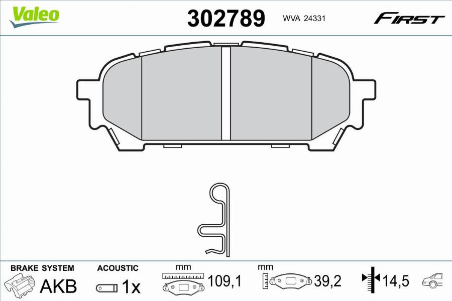 Valeo 302789 - Bremžu uzliku kompl., Disku bremzes www.autospares.lv