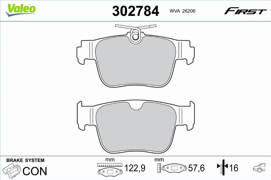 Valeo 302784 - Bremžu uzliku kompl., Disku bremzes www.autospares.lv