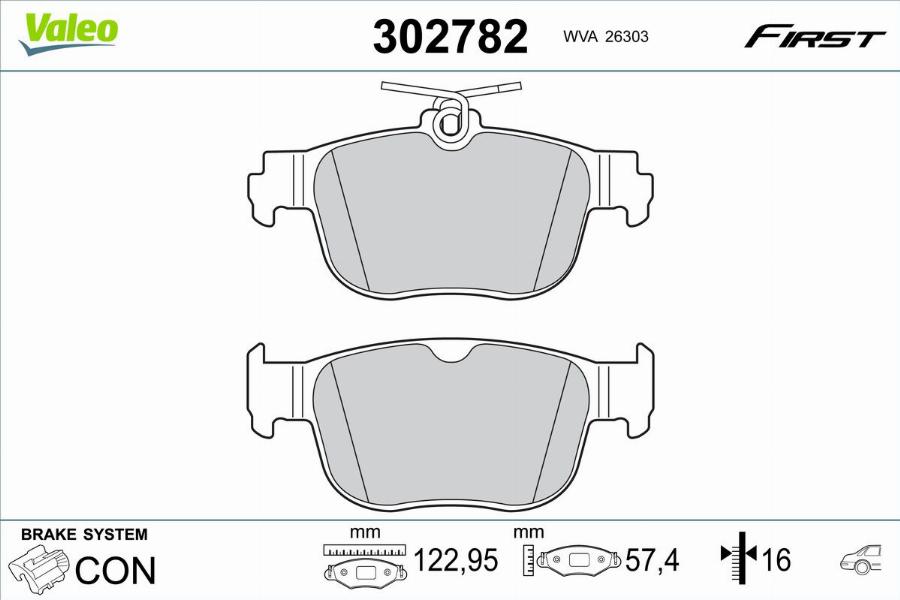 Valeo 302782 - Bremžu uzliku kompl., Disku bremzes www.autospares.lv