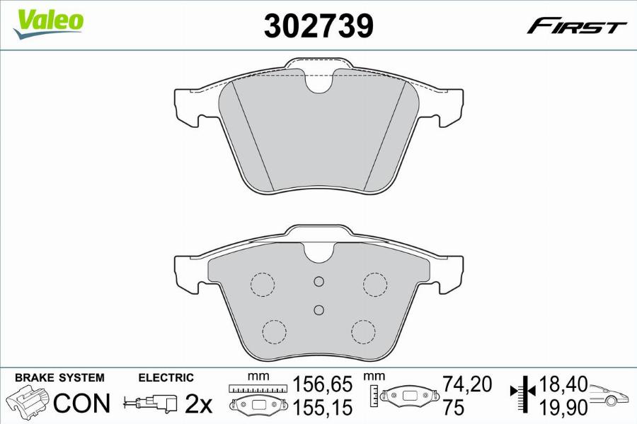 Valeo 302739 - Bremžu uzliku kompl., Disku bremzes www.autospares.lv