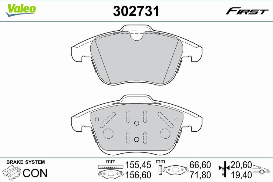 Valeo 302731 - Bremžu uzliku kompl., Disku bremzes www.autospares.lv