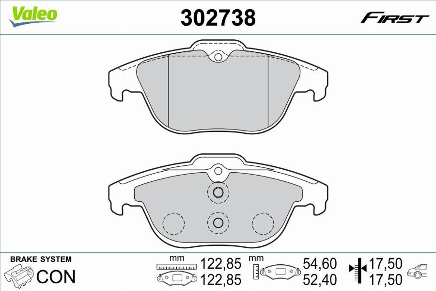 Valeo 302738 - Bremžu uzliku kompl., Disku bremzes www.autospares.lv