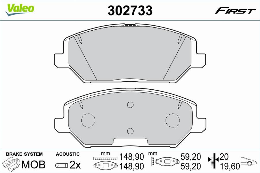 Valeo 302733 - Bremžu uzliku kompl., Disku bremzes www.autospares.lv