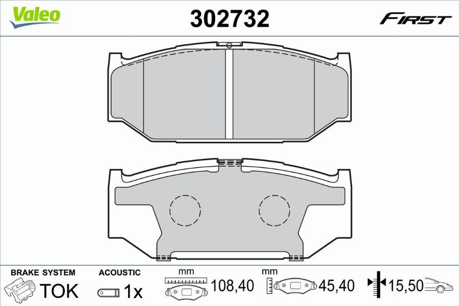 Valeo 302732 - Bremžu uzliku kompl., Disku bremzes www.autospares.lv