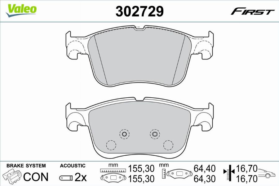 Valeo 302729 - Bremžu uzliku kompl., Disku bremzes www.autospares.lv