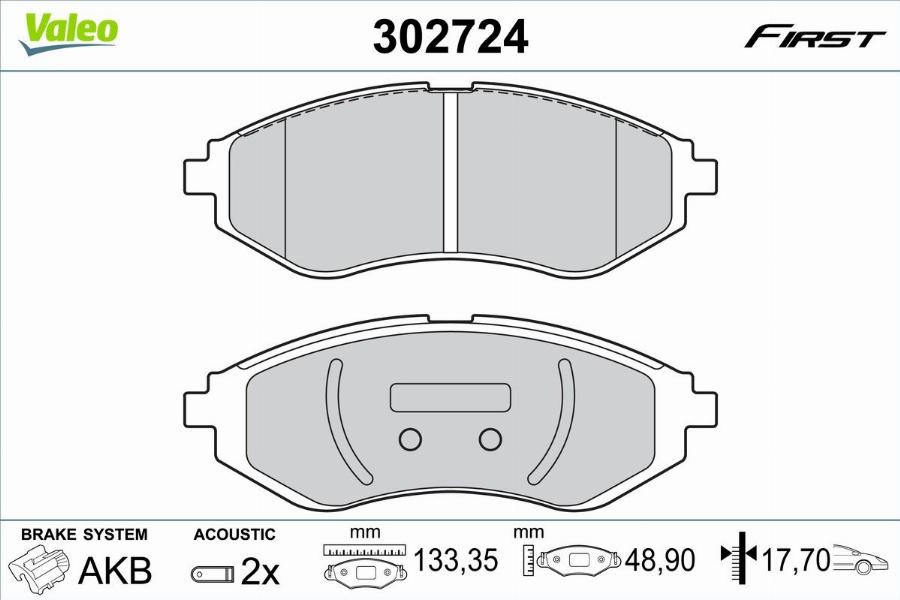 Valeo 302724 - Bremžu uzliku kompl., Disku bremzes www.autospares.lv