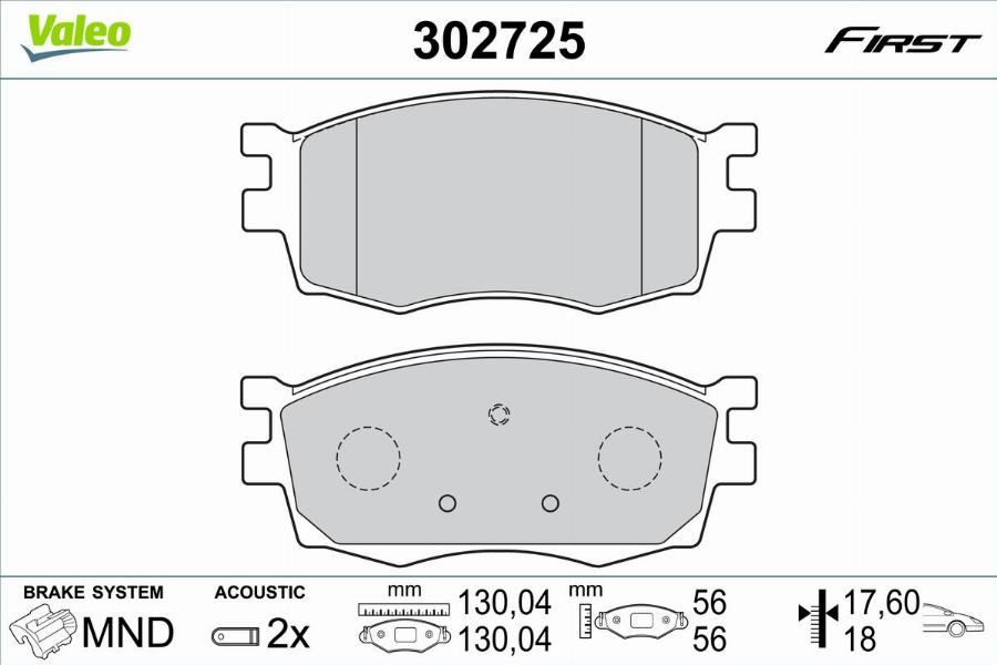 Valeo 302725 - Bremžu uzliku kompl., Disku bremzes www.autospares.lv