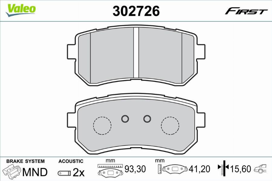 Valeo 302726 - Bremžu uzliku kompl., Disku bremzes www.autospares.lv