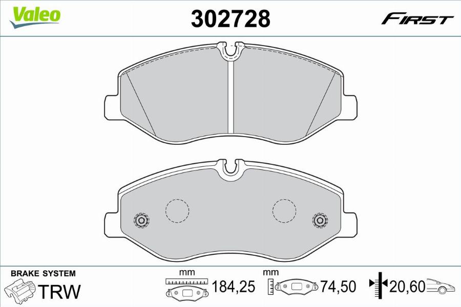 Valeo 302728 - Bremžu uzliku kompl., Disku bremzes www.autospares.lv